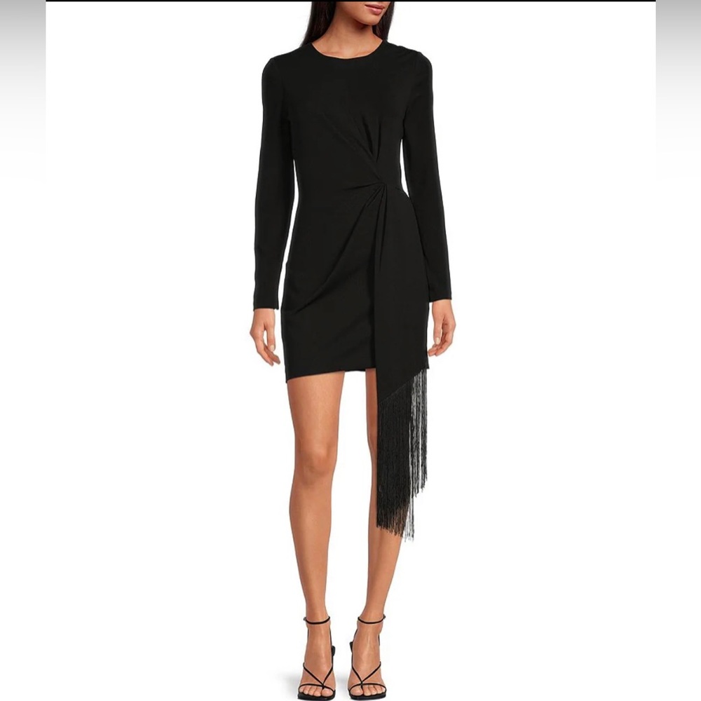 Belle Badgley Mischka Black draped cocktail dress, size 8